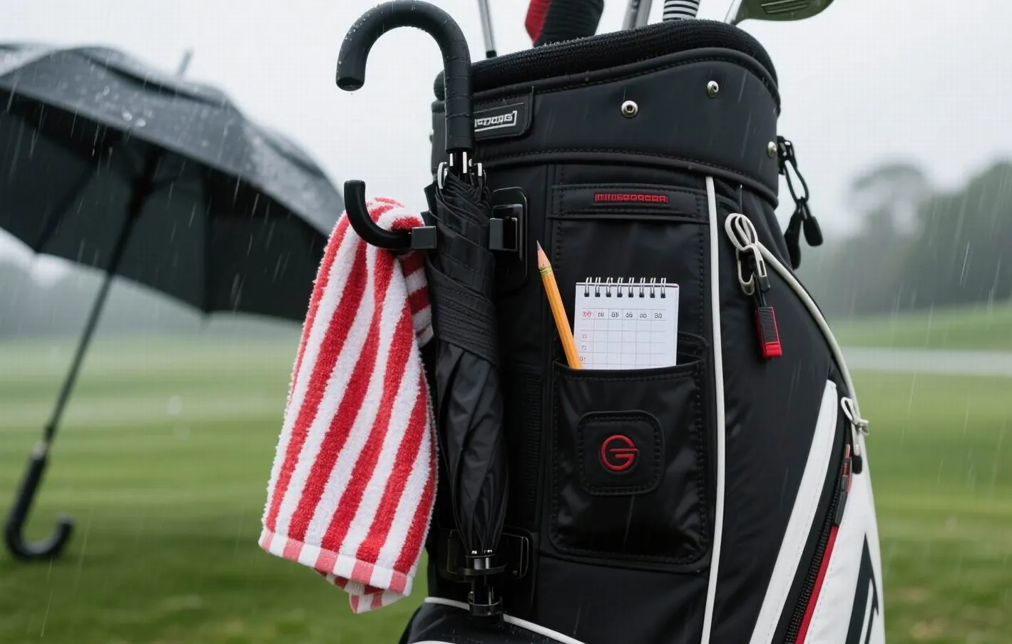 golf bag pocket layout and compartment organization showing multiple storage zones