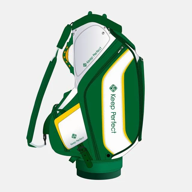 Waterproof golf cart bag built from durable laminated fabric suitable for heavy course use