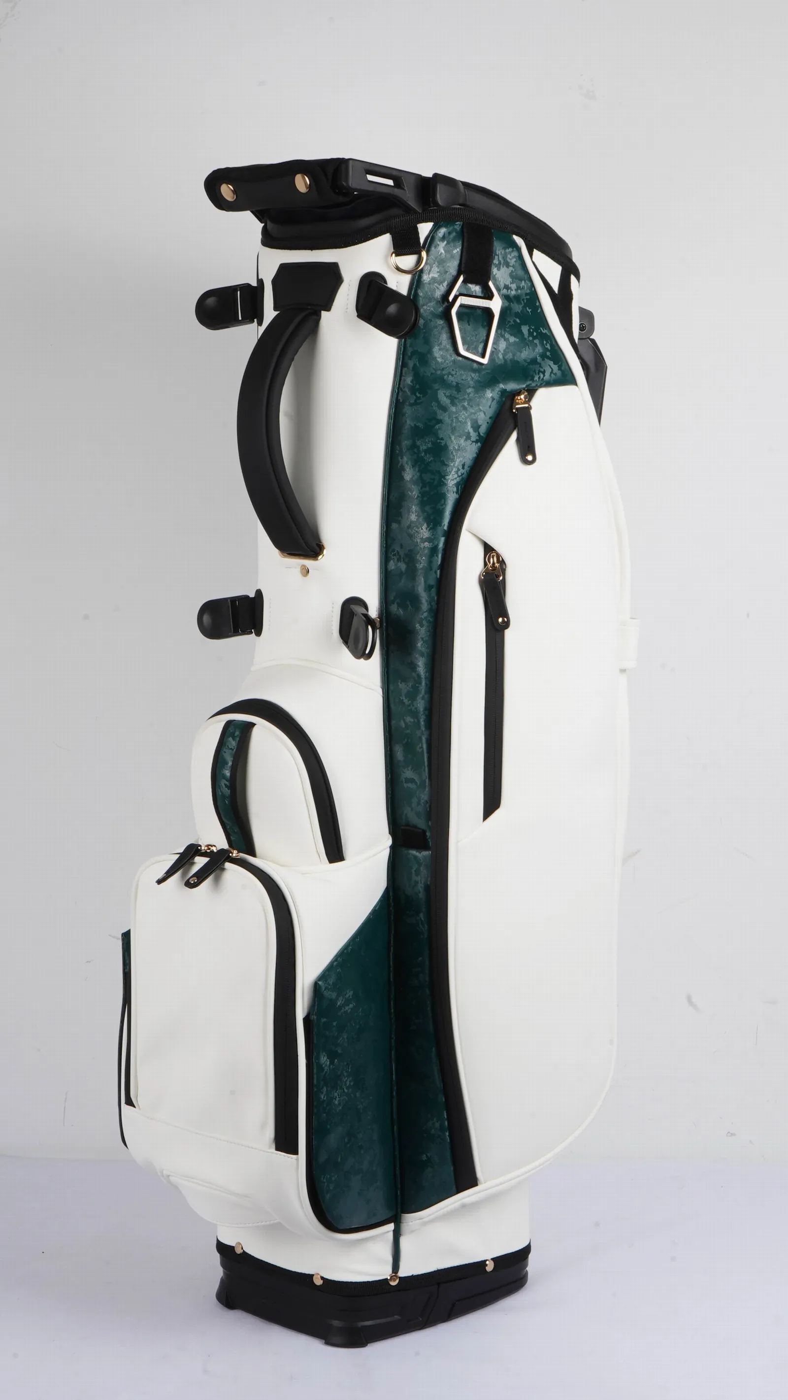 OEM 14-way golf cart bag with clean 14-dividers and multiple storage pockets for a cart rider