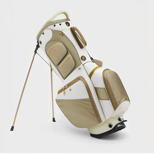 Staff bag with organized divider compartments for a full club set